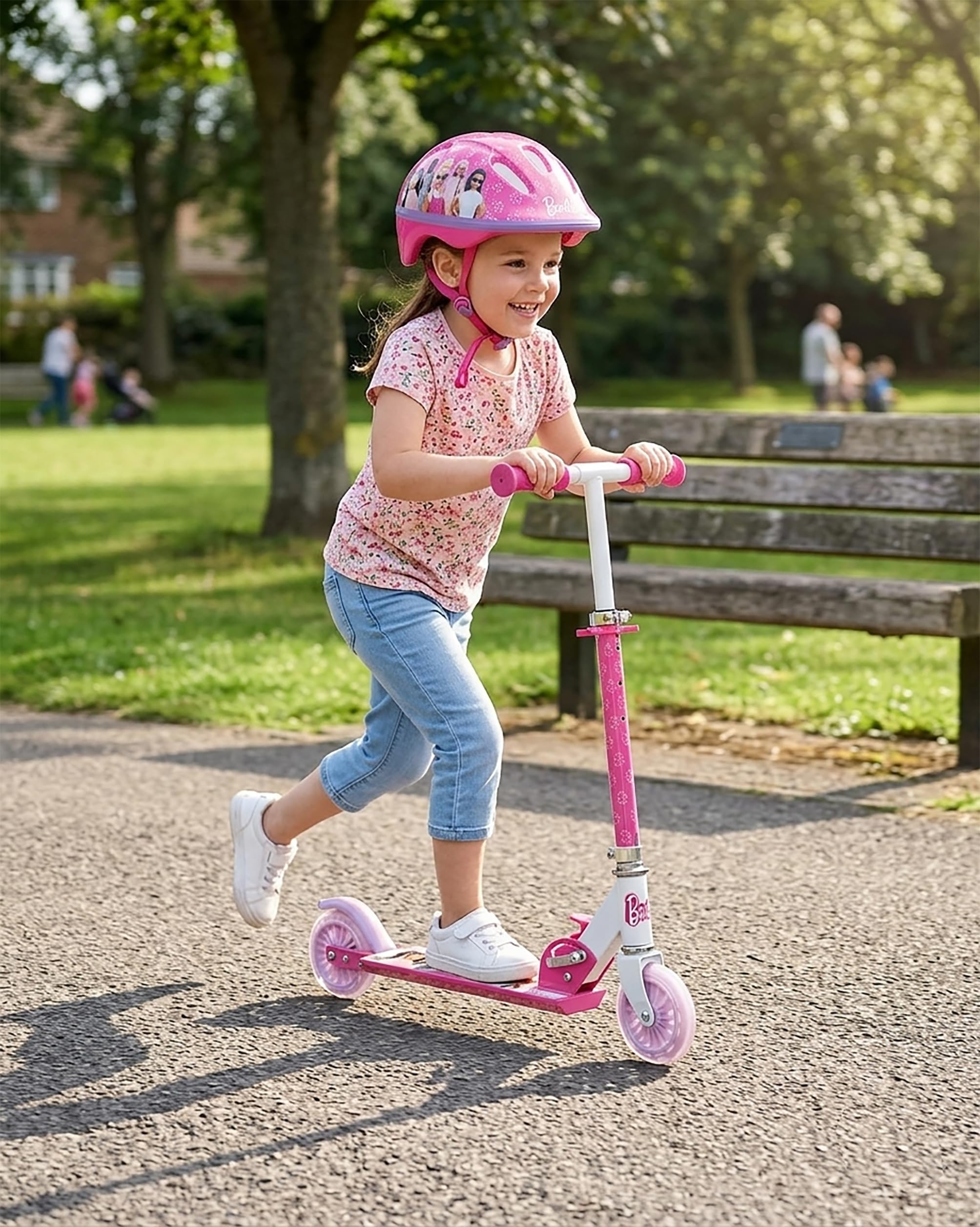 Mondo Toys - Monopattino in alluminio per bambino bambina Mattel Barbie - manubrio regolabile - scooter a 2 ruote - 18081