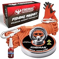 Vista 1 de FINDMAG Kit de imanes de pesca con fuerza de tracción de 600 libras, kit de imanes súper fuertes para pesca magnética y recuperación, idea de regalo
