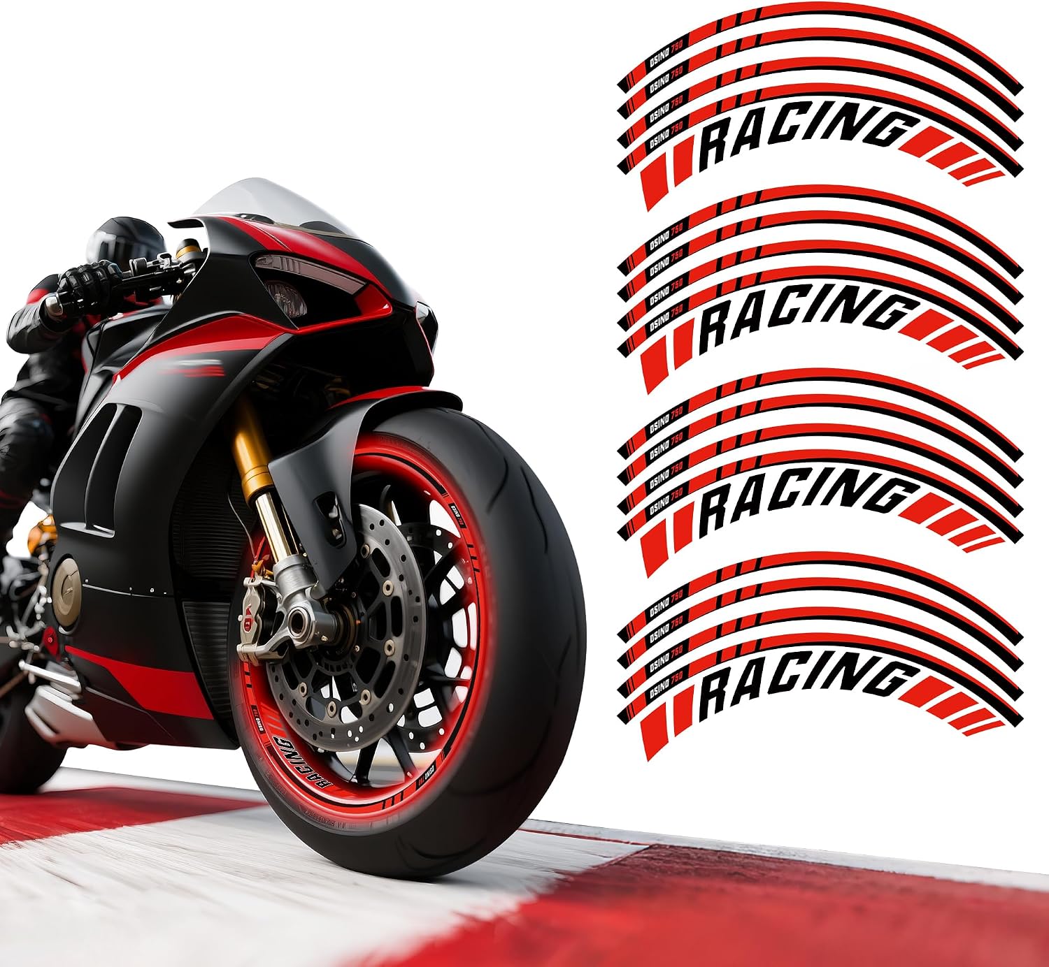 クロムレッド反射ホイールリムステッカー2