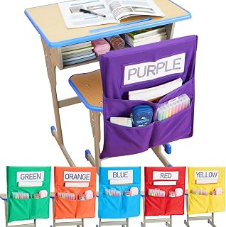 moopok 1/18 Pack Chair Pockets for Classrooms K-2 Chairback Buddy Pocket Chart with 3 Pockets and 1 Student Name Tag, Chair Bags Classroom Student Chair Pockets Organizer