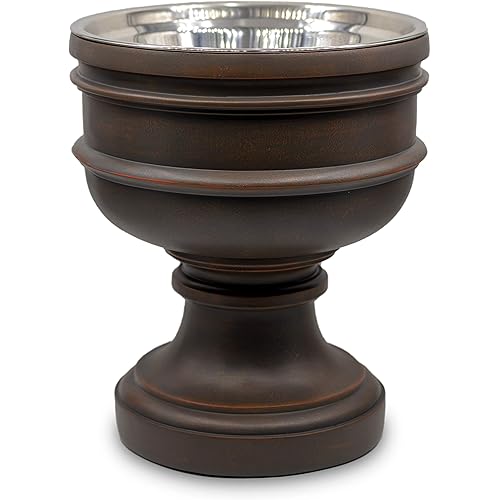 Pet Junkie Summit Elevated Dog Bowl for Food or Water, Stainless Steel Washable Inner Bowl, Brown (Large)