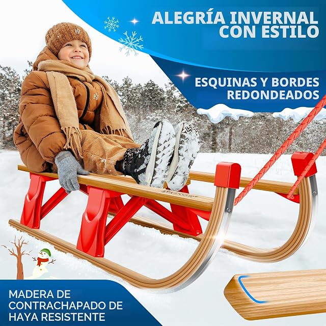 Foto 5 de 7 de KESSER® Trineo de Madera Premium, Trineo Plegable para niños