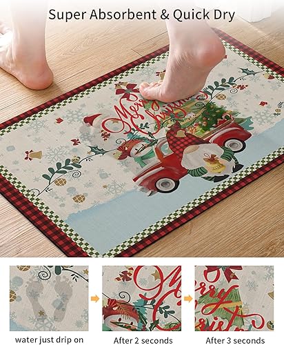 Miniatura 3 de Tapete rústico de Navidad para bañera, antideslizante, de secado rápido y absorbente, tierra de diatomeas, fregadero de cocina, ducha, tapete