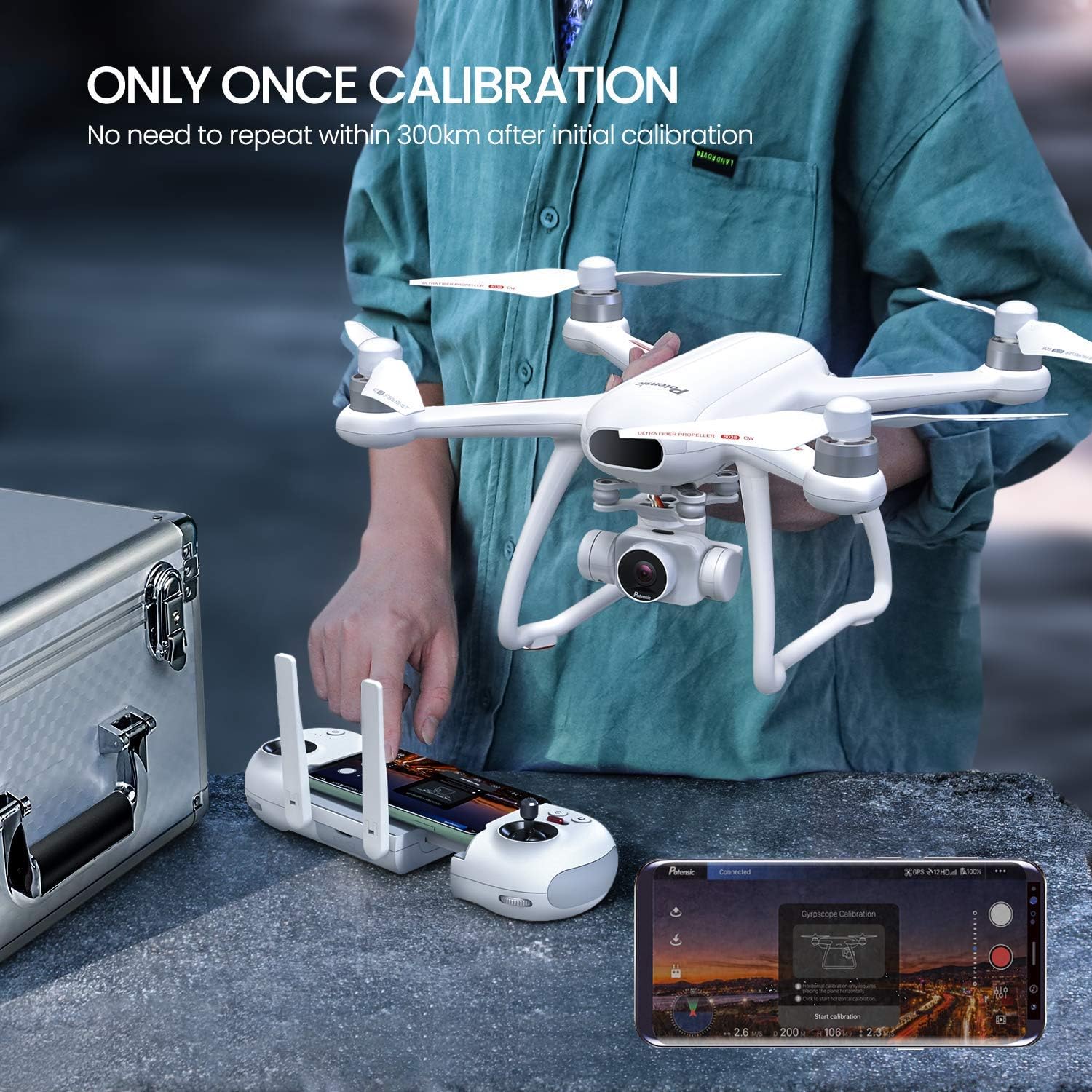 Potensic Dreamer GPS Drone with 4K Camera for Adults, 5.8G FPV Live Video, RC Quadcopter Carry Case, Brushless Motor Altitude Hold Auto Return Follow Me, 62min Long Flight, Quick Charge Once Calibrate