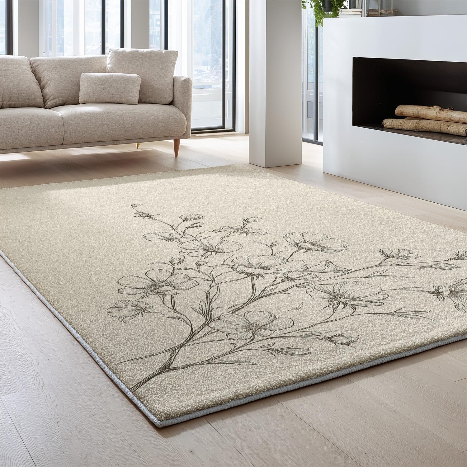 Générique Tapis Moelleux 60 x 90 cm, Extra Epais Tapis Chambre Antidérapant Lavable en Machine, Floral Élégant pour Interieur, Salle à Manger, Brun-Jaune