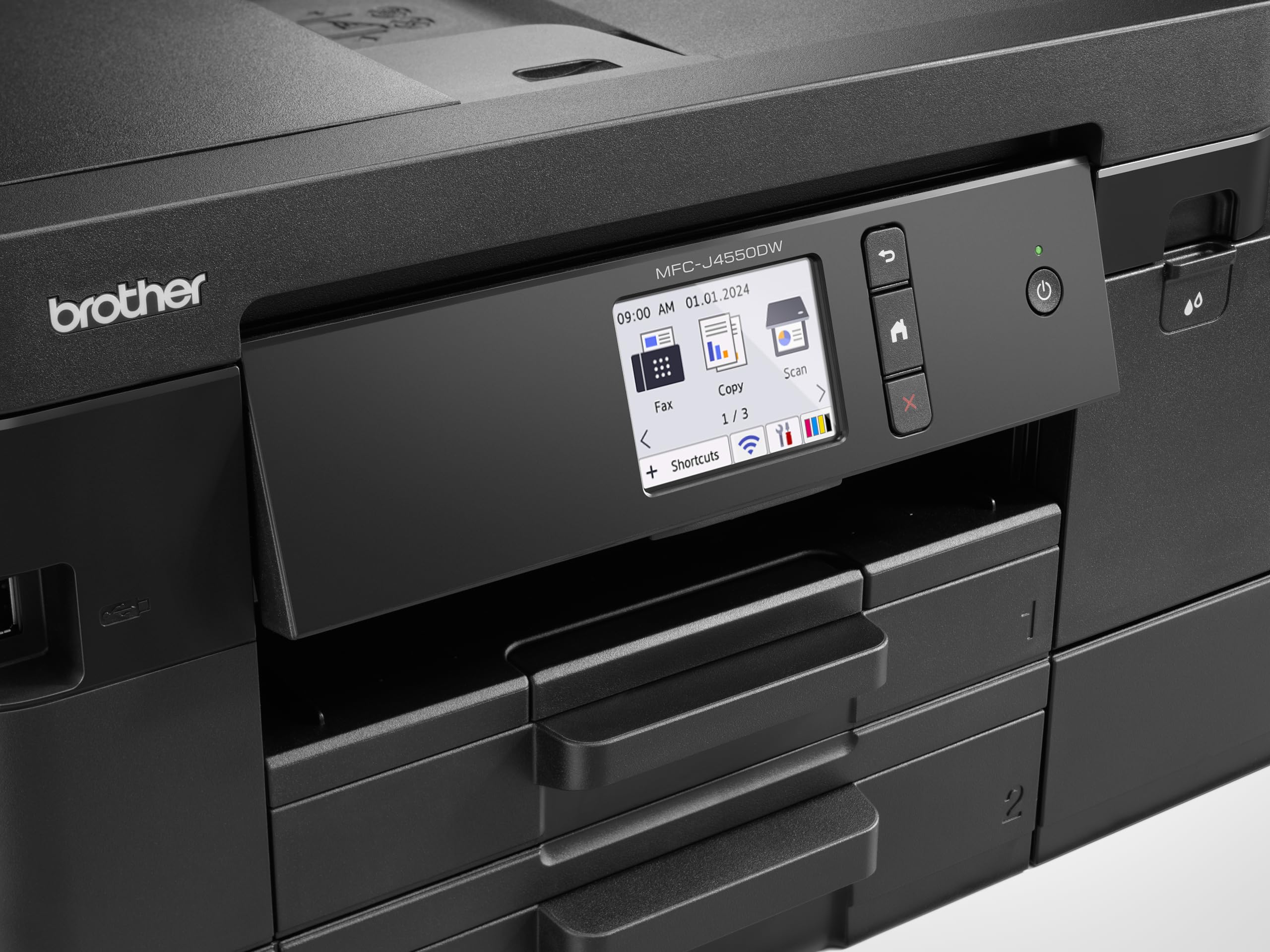 Brother MFCJ4550DW | Multifunzione inkjet a colori | 20 ipm| Stampa Fronte/Retro | Display da 6,8 cm | Cassetti per tot 400 fogli e ADF da 20 | WiFi e USB| Print e Scan da mobile| Inbox da 350 pag