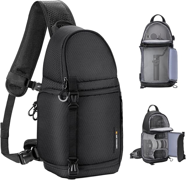 Sac à Bandoulière K&F Concept pour photographes, Sac à Dos Étanche de 10L pour Caméra Professionnelle pour DSLR SLR Canon Nikon Sony