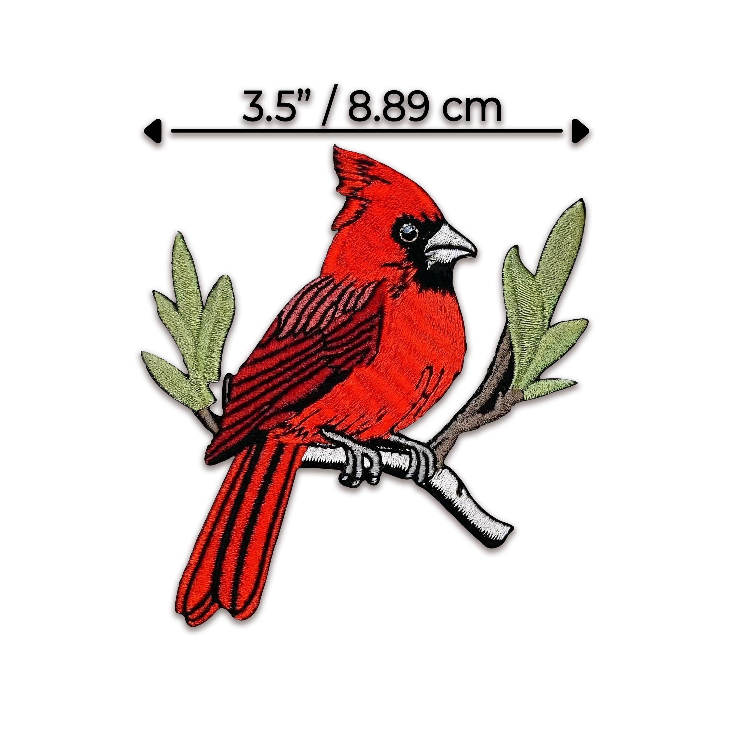 Red & Yellow Female Cardinal Embroidered Iron-On Patch - 2.25" Bird Applique For Hats & Clothes