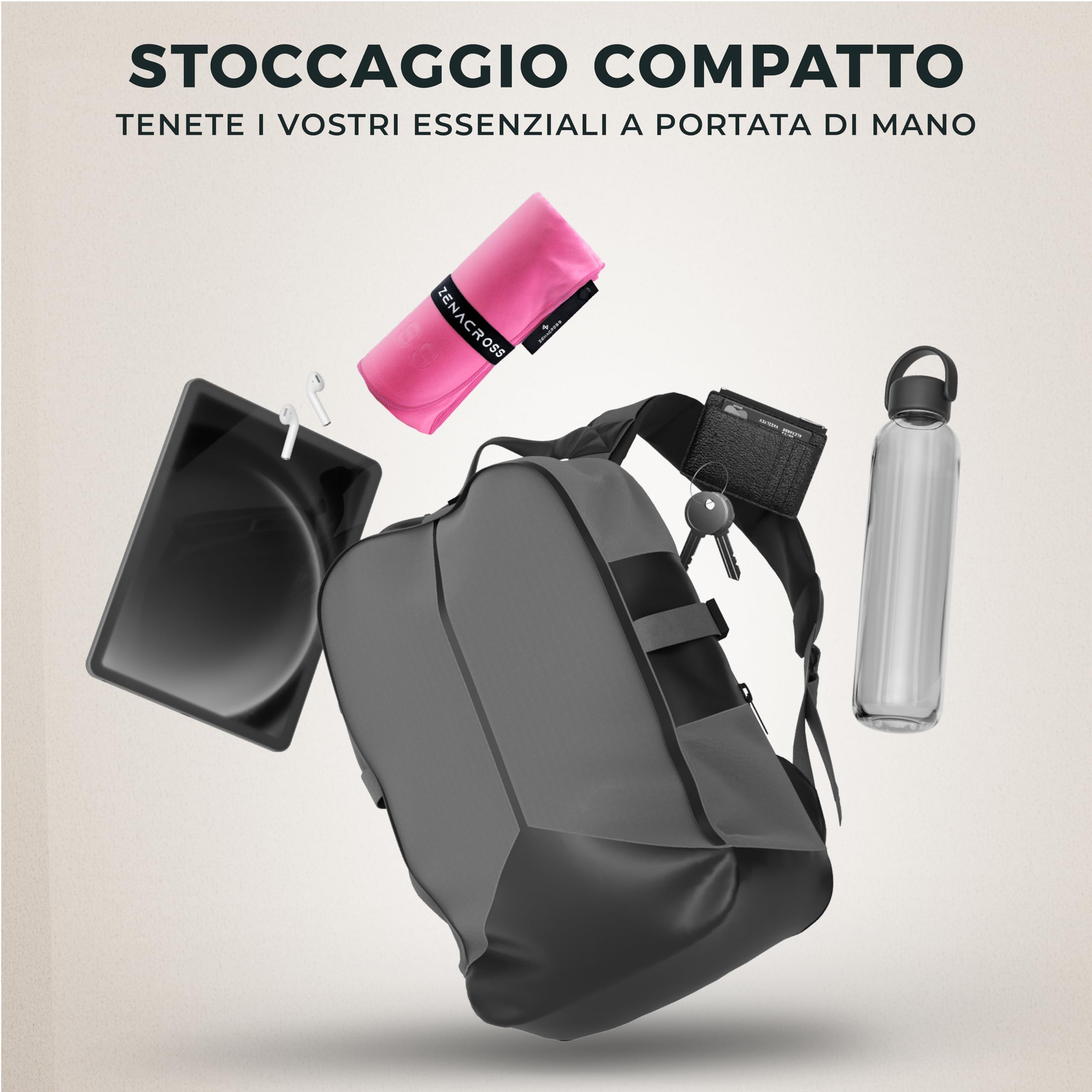 Zenacross Asciugamano Palestra 90x180cm con Borsa per il Trasporto - Asciugamano Microfibra a Rapida Asciugatura e Versatile - Telo Palestra Taglie XL - Rosa