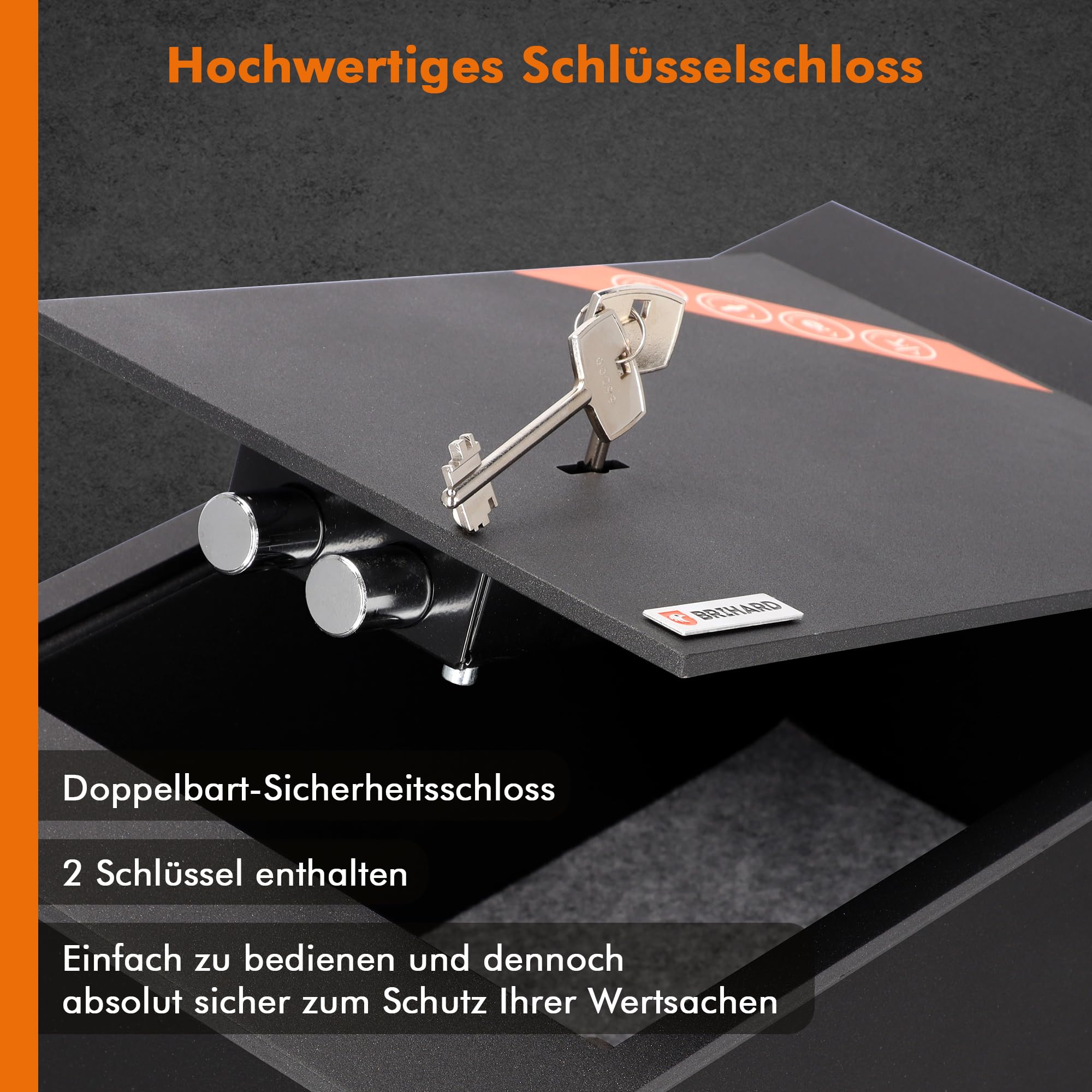 Bodenmontierter A4-Dokumententresor mit Schlüsselschloss – 13,5L Sichere Aufbewahrung – Außenmaße 18x42x26cm I Haustresor mit Schlüsselschloss – Schwerlasttresor – Innenmaße 17x36x22cm