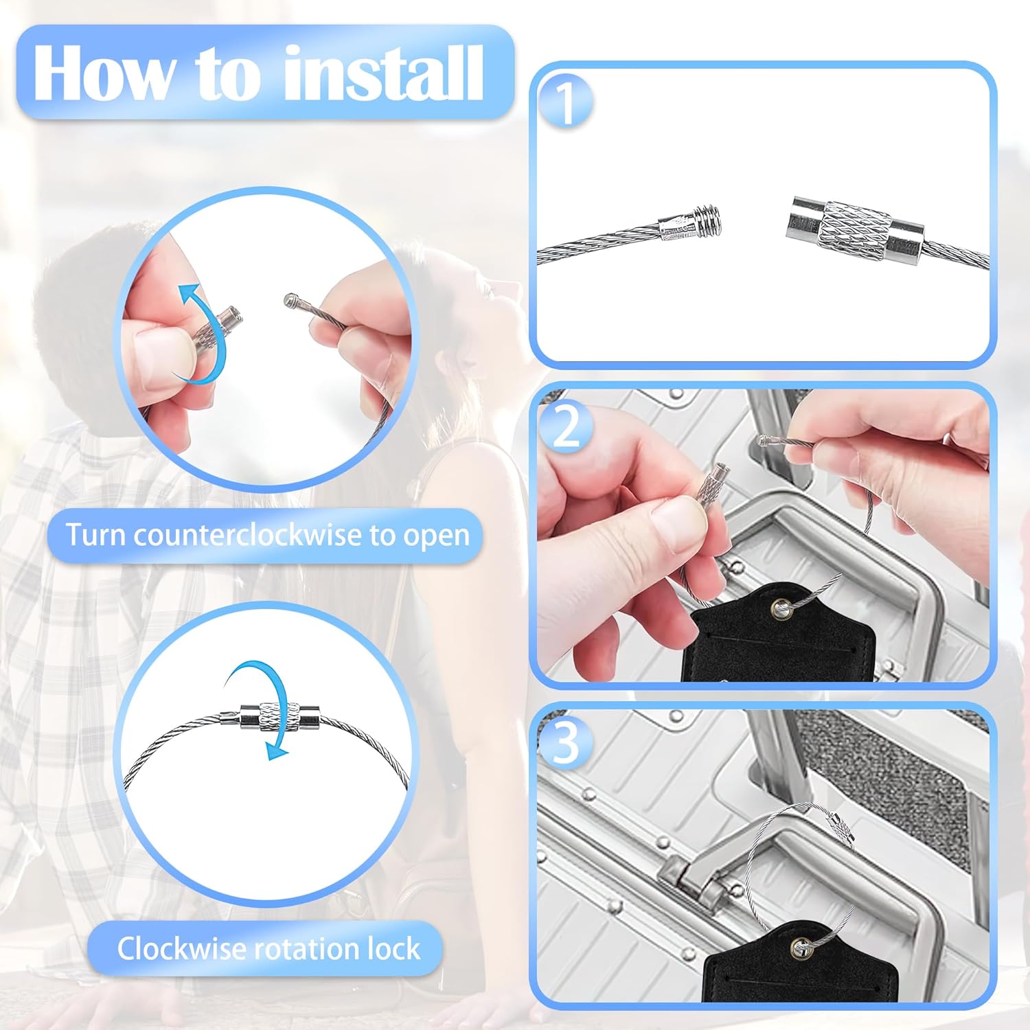 2 Pack Funny Luggage Tags with for Suitcases, Skeleton Holding Flower PU Leather Luggage Tag Accessories Privacy Cover ID Label with Stainless Steel Loop for Travel Bag for Women Girls Teens - Image 5