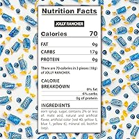 Vista 55 de BLUE RASPBERRY JOLLY RANCHER Hard Candy Original Flavor 1 lb - Bulk Bag, Individually Wrapped (74 Pieces)