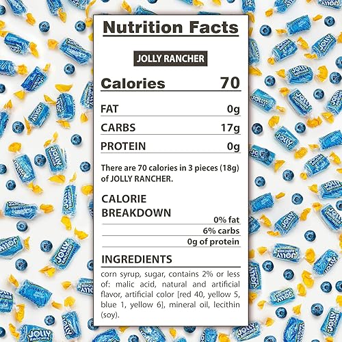 Miniatura 55 de BLUE RASPBERRY JOLLY RANCHER Hard Candy Original Flavor 1 lb - Bulk Bag, Individually Wrapped (74 Pieces)