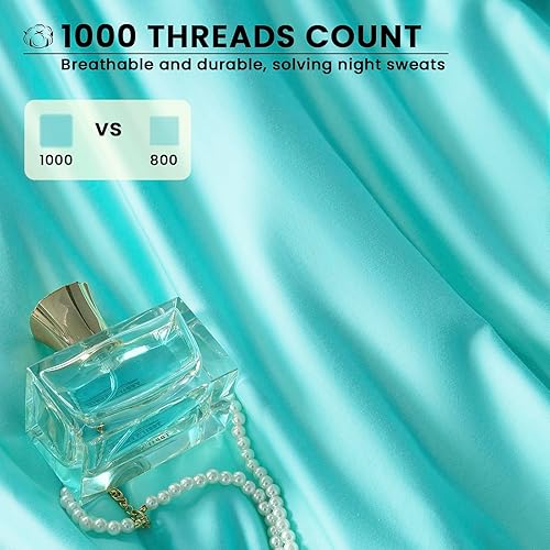 Miniatura 4 de LBRO2M Juego de sábanas de 100% algodón egipcio de 1000 hilos, tamaño King, juego de sábanas de 4 piezas, bolsillo profundo de 16 pulgadas, para