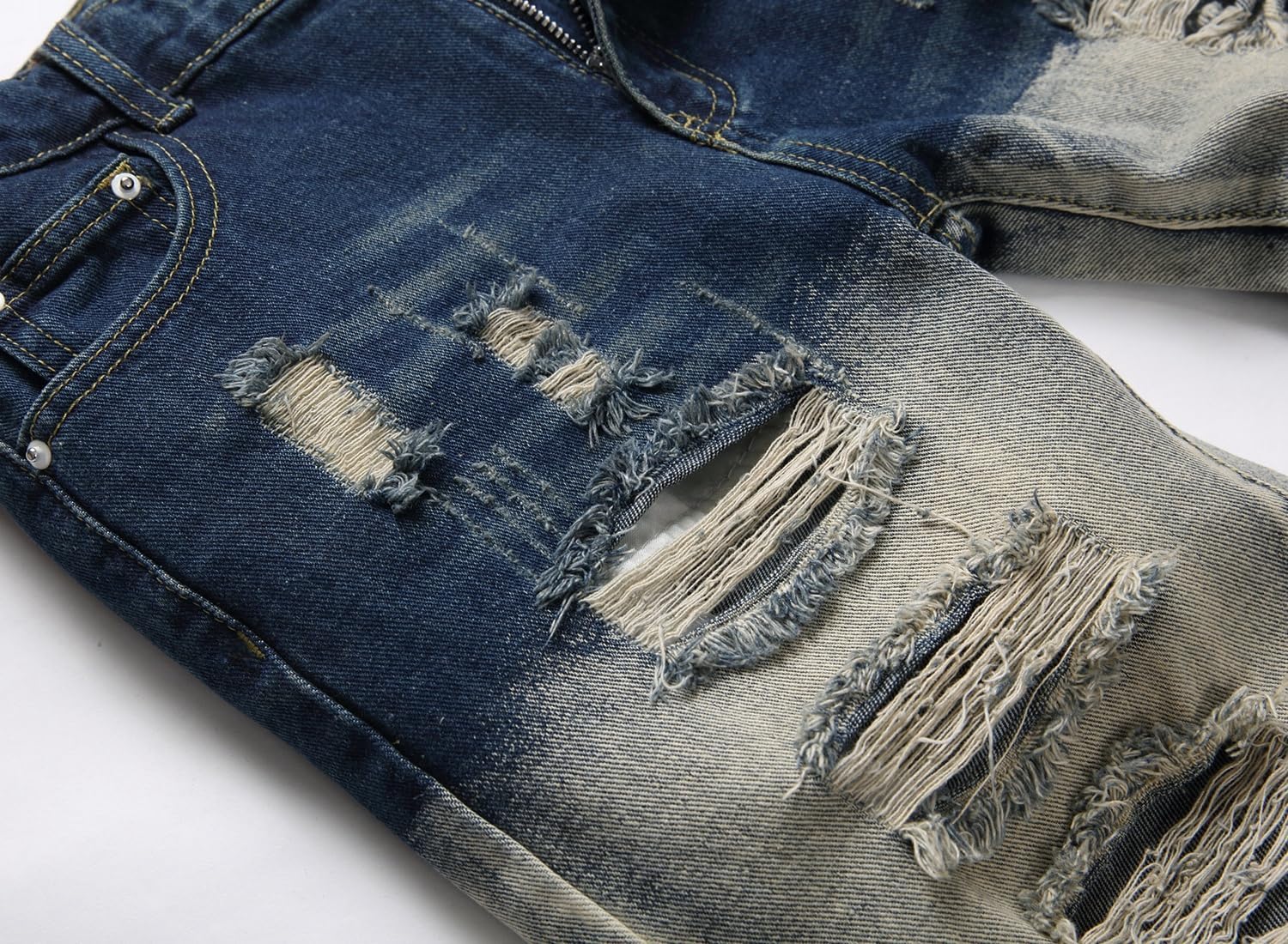 Boy's Ripped Jeans Stacked Skinny Fit Destroyed Distressed Fashion Comfy Denim Jeans Pants - Image 6