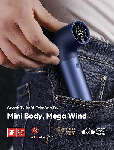 Miniatura 2 de Aecooly Ventilador de mano portátil, potente ventilador de tubo de aire turbo, 19000 RPM Aero Pro de alta velocidad, tiempo de enfriamiento máximo
