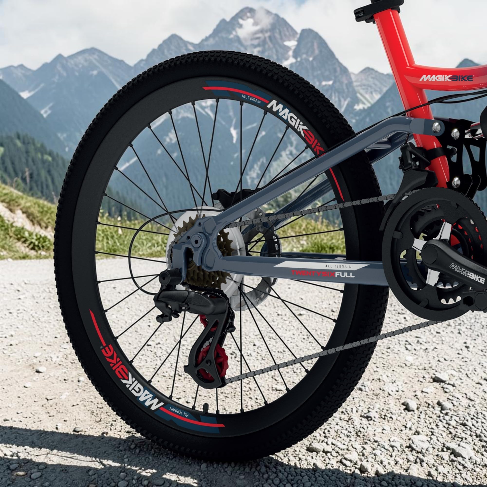 IBK Bicicletta Bici MTB 24'' Pollici Mountain Bike BIAMMORTIZZATA Ragazzo Cambio 21 Velocità Freni a Disco