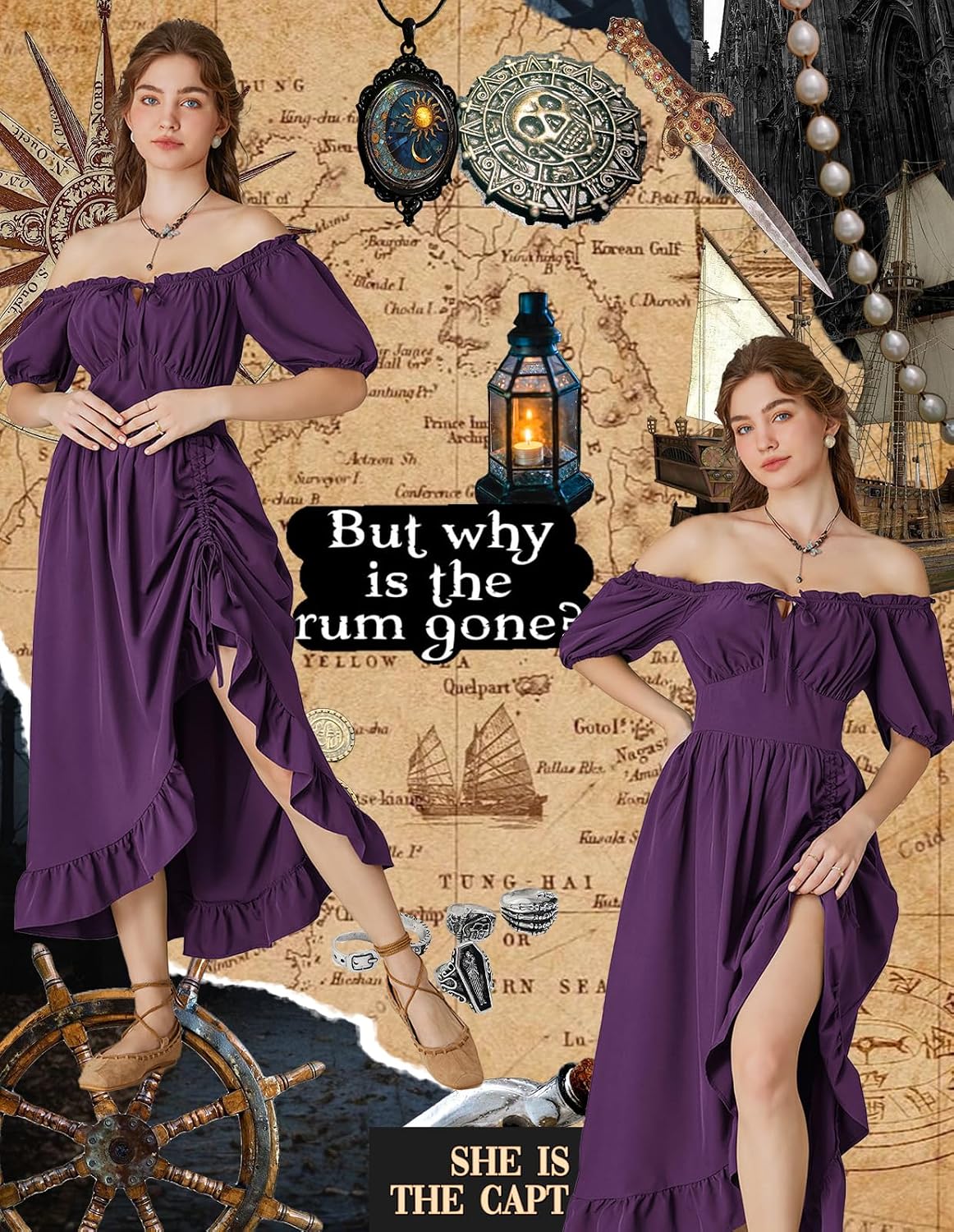  Renaissance Dress Women Corset Medieval Pirate Costume thumbnail