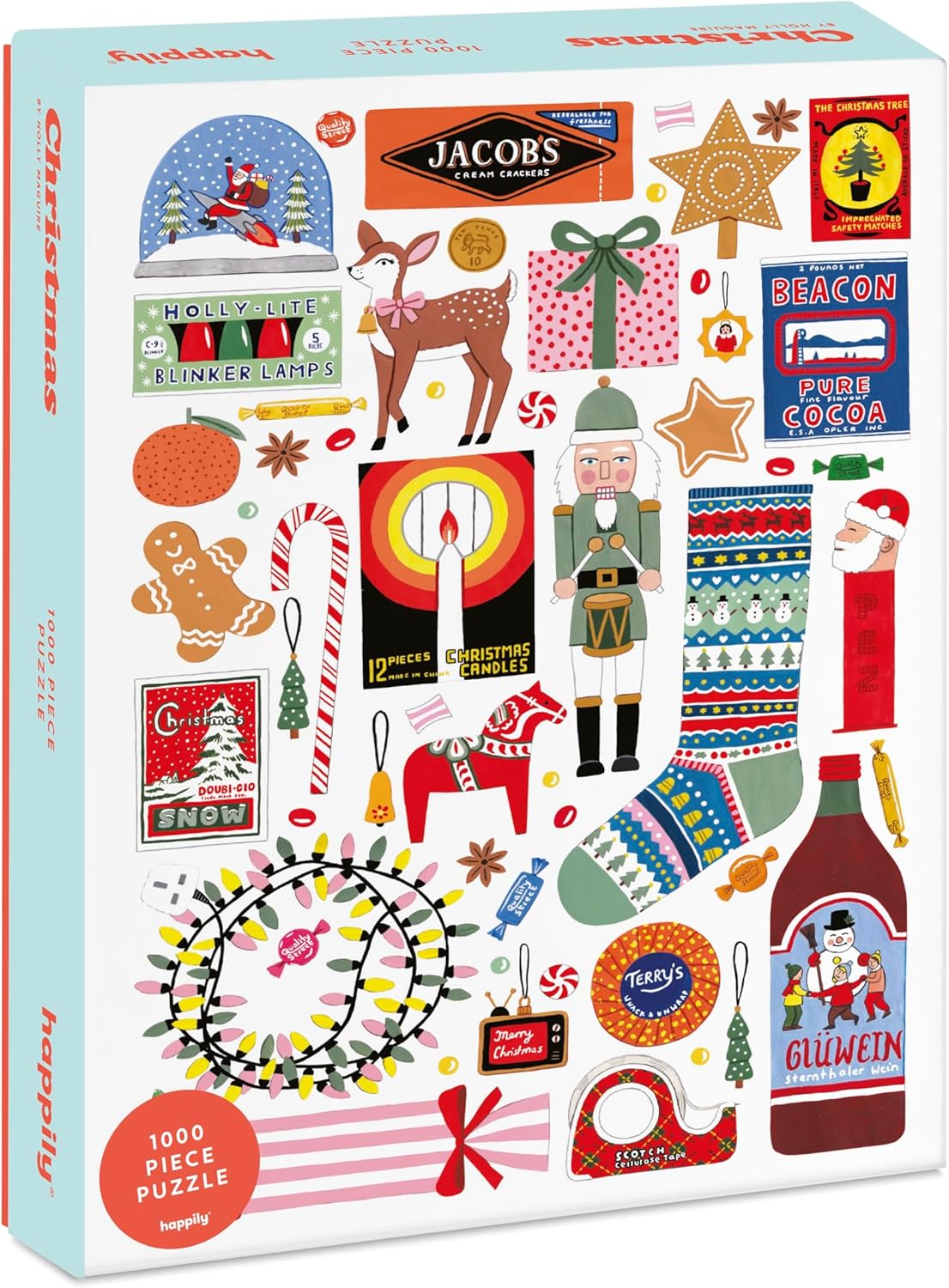 Christmas 1000 Piece Jigsaw Puzzle for Adults | Premium 100% Recycled Board | Festive 1000 Piece Puzzle for Adults | Retro Gifts | Happily Jigsaw Puzzles