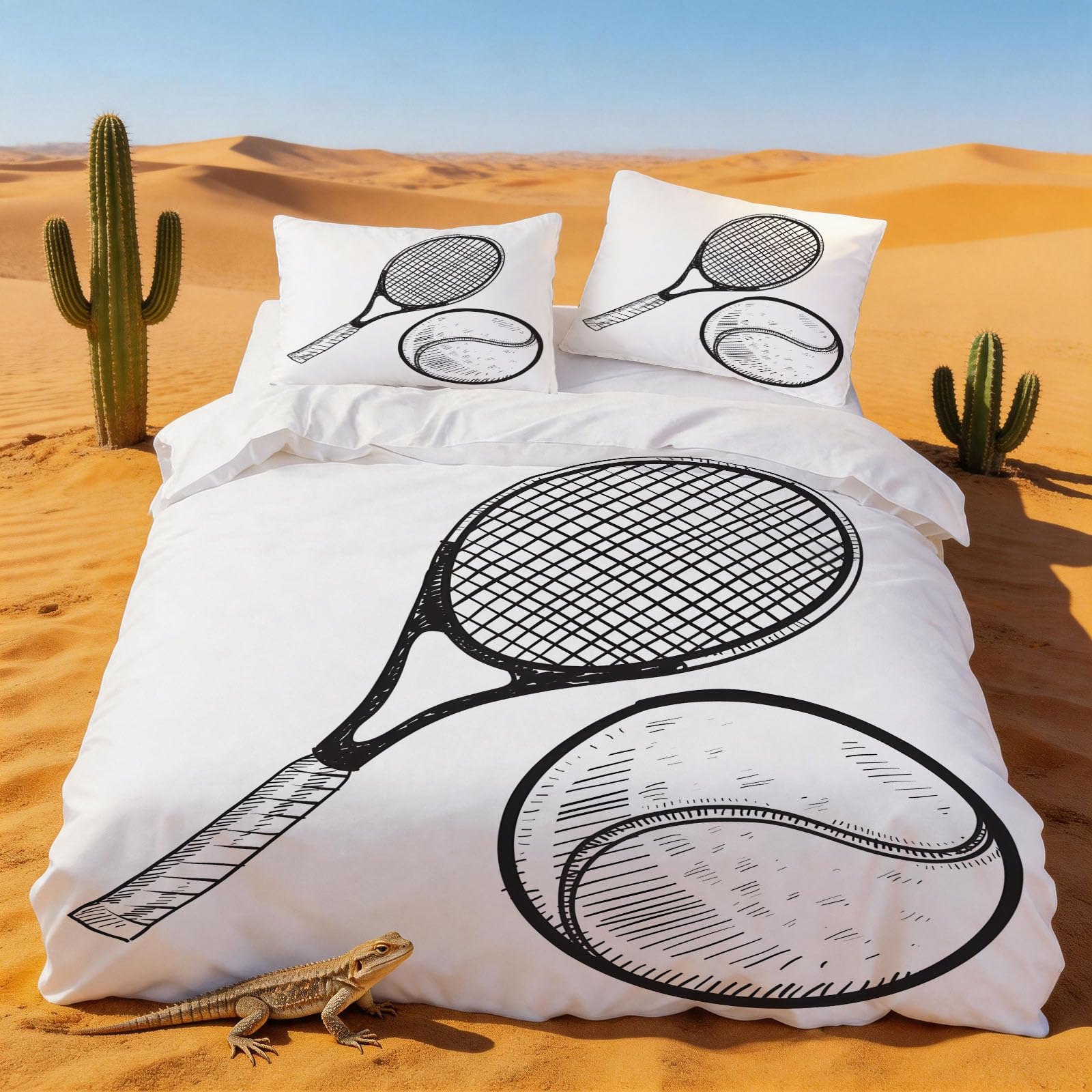 Housse couette microfibre 220x240 tennis parure lit adulte 2 personnes