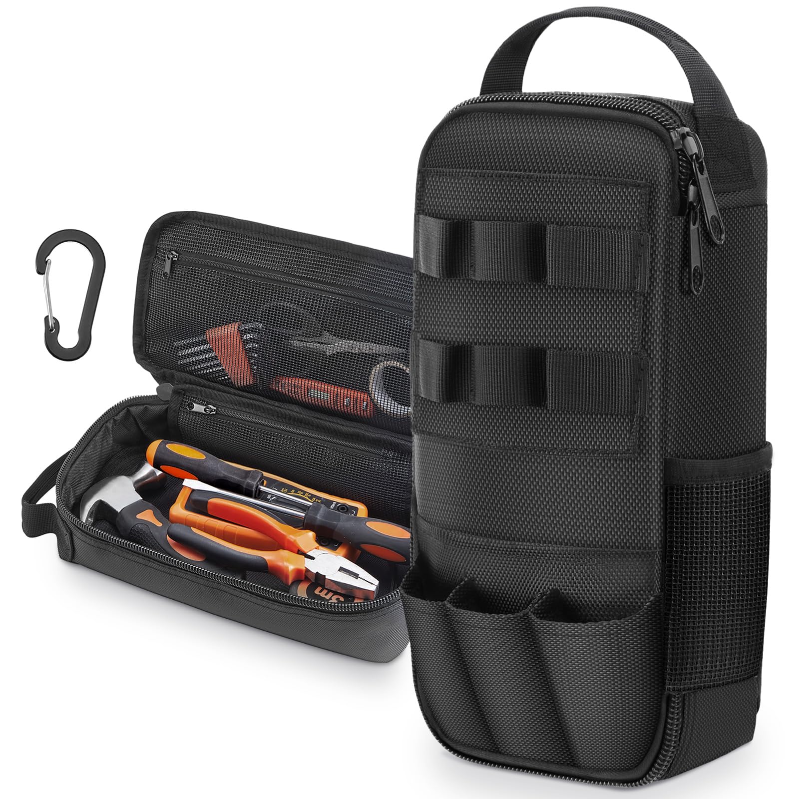 Eccliy Heavy Duty Small Tool Bag with Clip Tactical Pouch Portable Multi Functional Case Utility Tool Storage Organizer for Men Multimeters Motorcycle