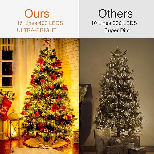 Miniatura 4 de Luces de árbol de Navidad, 400 luces LED, luces de Navidad de 6.6 pies para árbol con 16 cables, 8 modos de luz con memoria de temporizador,