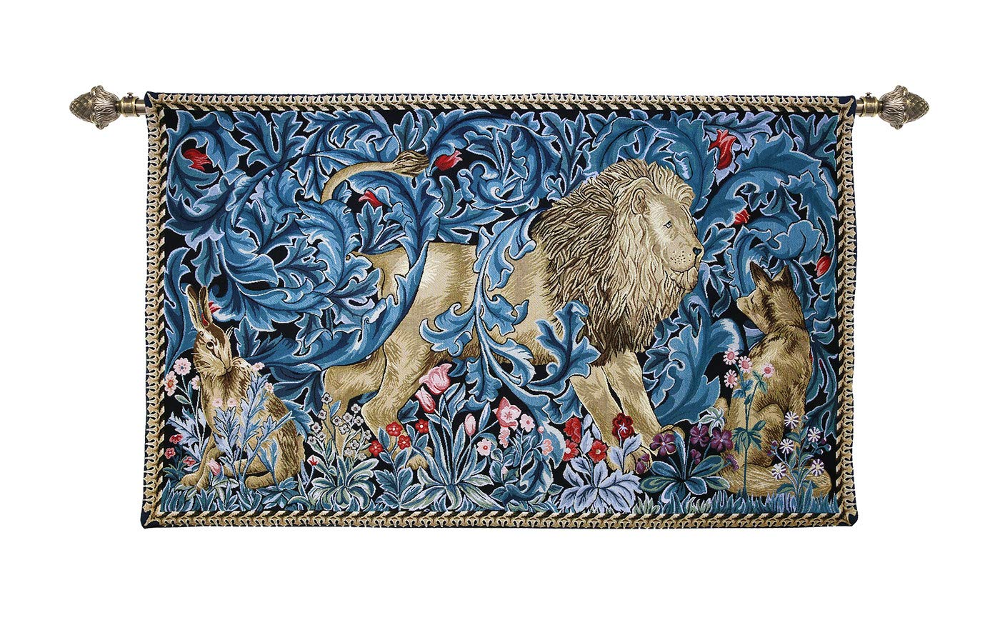Signare Tapestry Wall Hanging William Morris (Lion and the Forest, Tapestry with Rod)