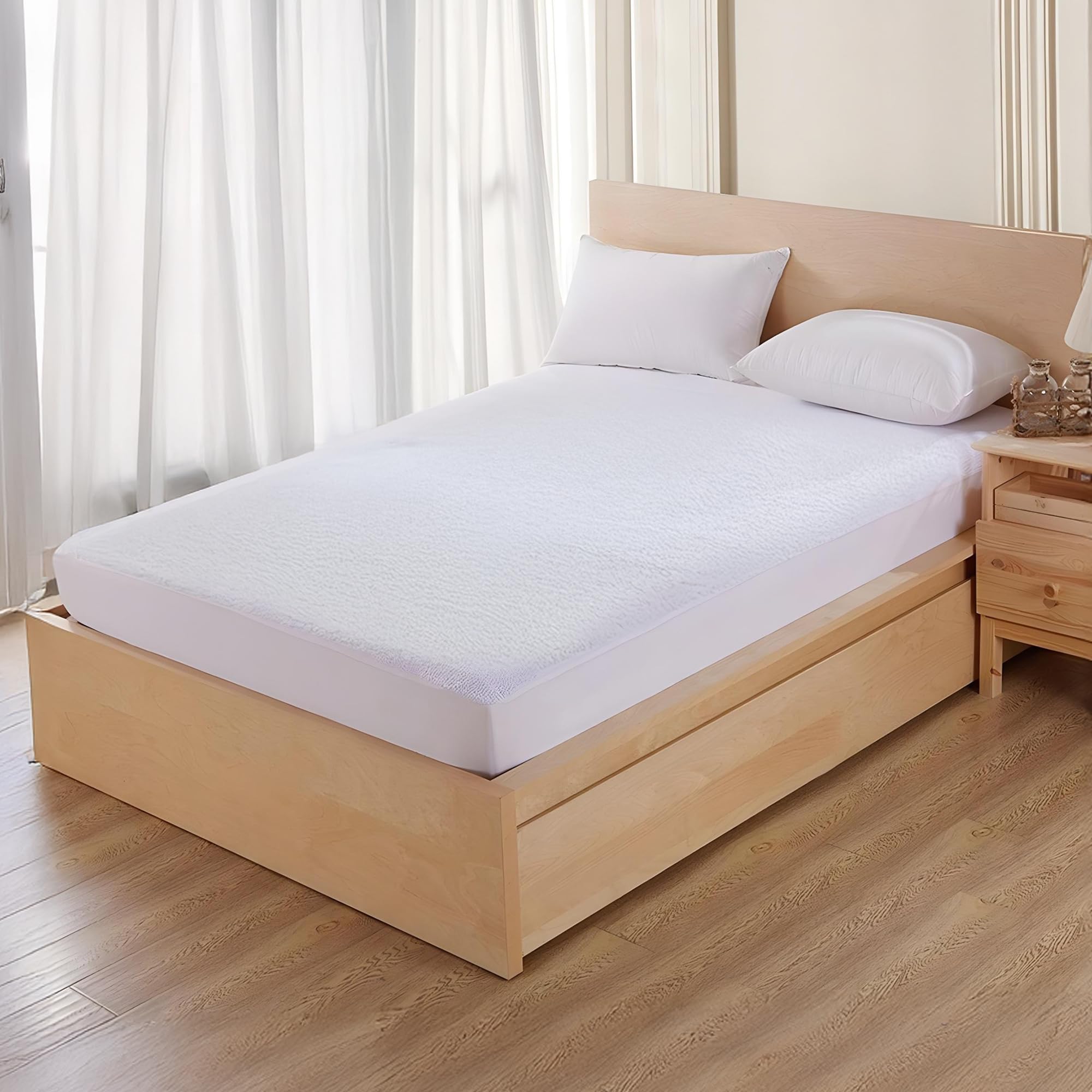 Small Double (4Ft) Size Waterproof Mattress Protector (190x122 cm), Terry Towel Fitted Cov...