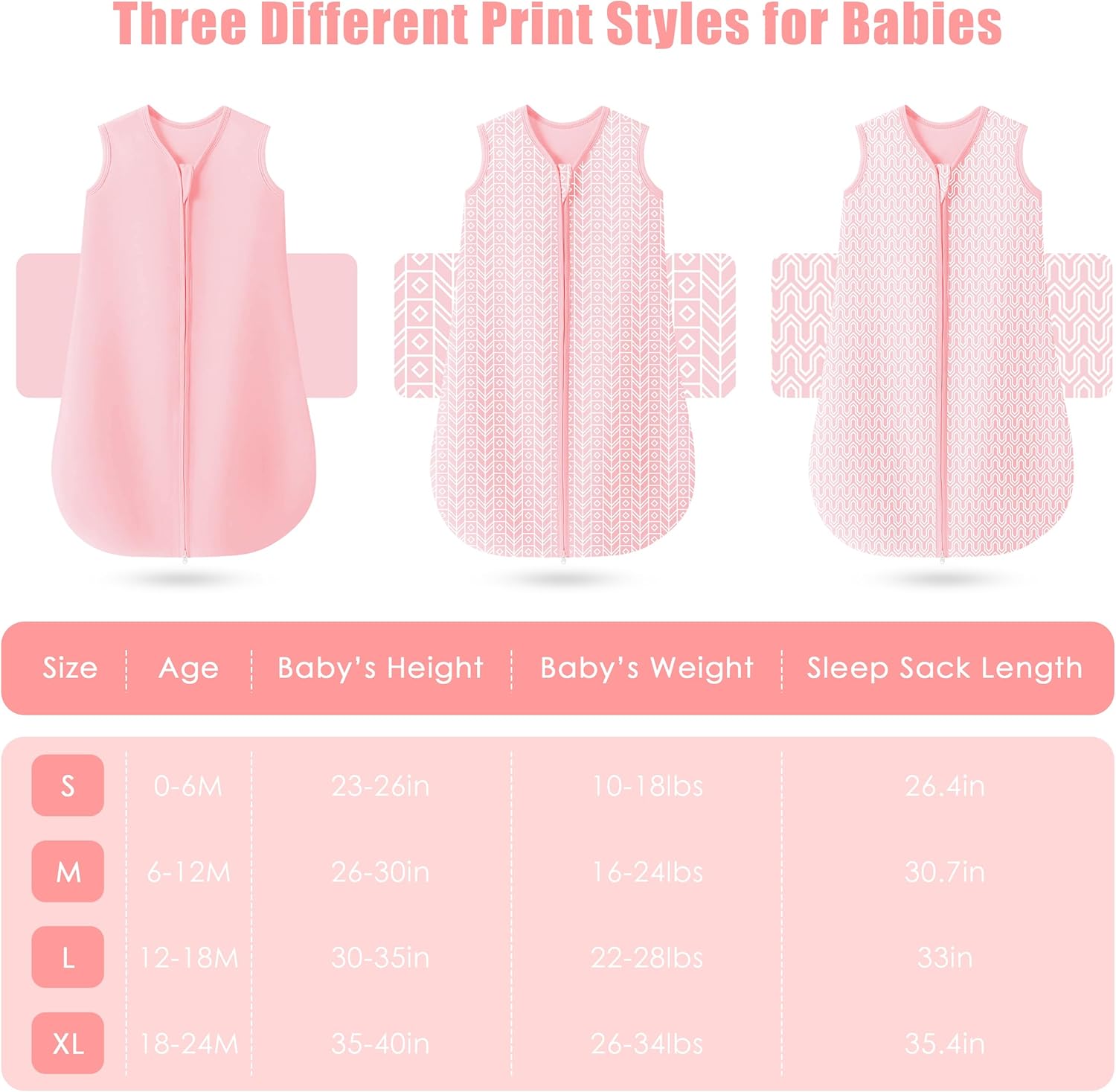 SWEET DOLPHIN 3 Pack Baby Wearable Blanket Sleep Sack - 100% Cotton TOG 0.5, 2-Way Zipper, Newborn Essentials