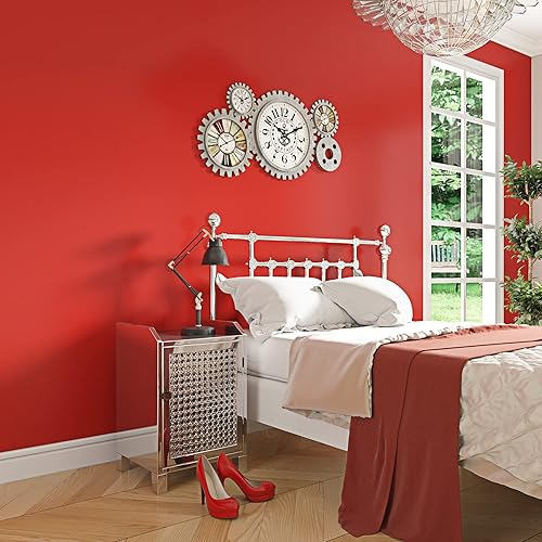 Miniatura 6 de Livelynine Papel tapiz de pared rojo de 15.8 x 394 pulgadas, papel tapiz extraíble para despegar y pegar, rollo de vinilo rojo, autoadhesivo, sin