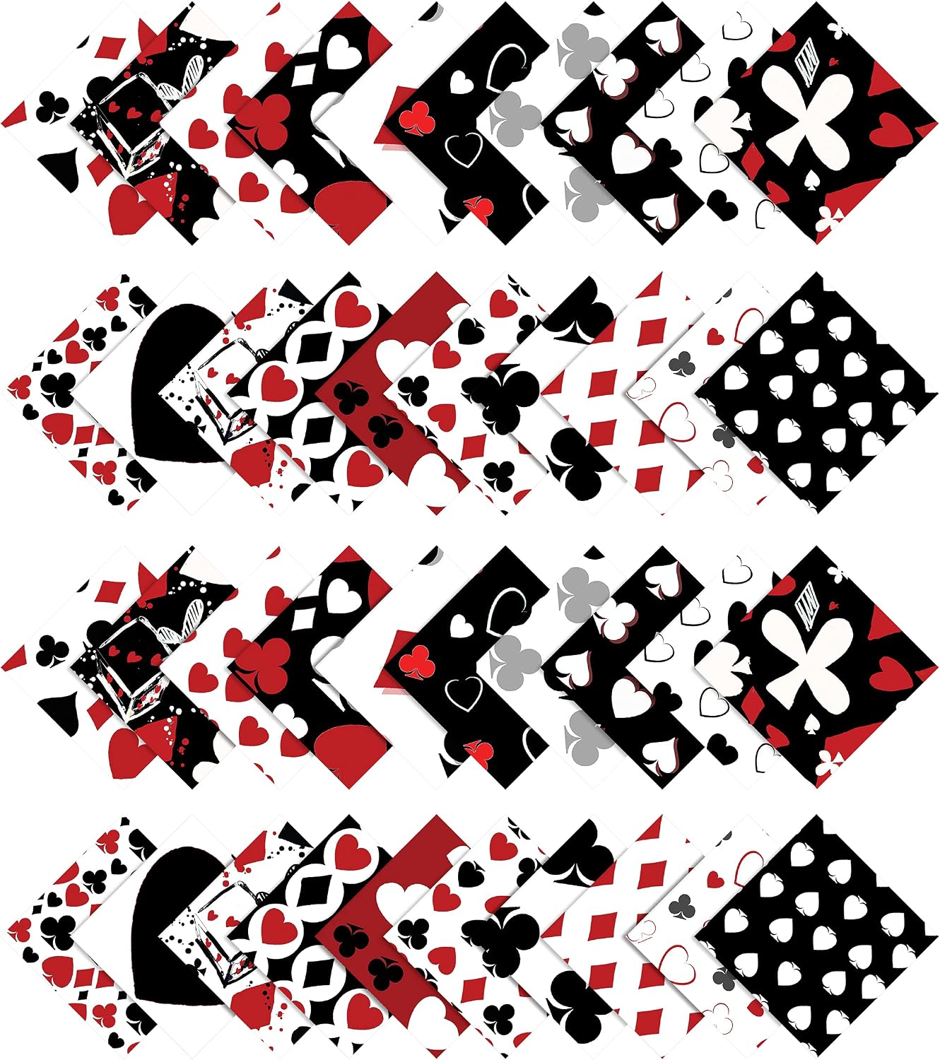 Soimoi 40Pcs Poker Card Print Cotton Precut Fabrics for Quilting Craft Strips 2.5 inches Jelly Roll - White & Black