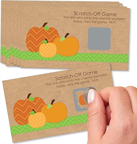 Big Dot of Happiness Pumpkin Patch - Tarjetas rasca para juego de fiesta de otoño, Halloween o Acción de Gracias, 22 unidades