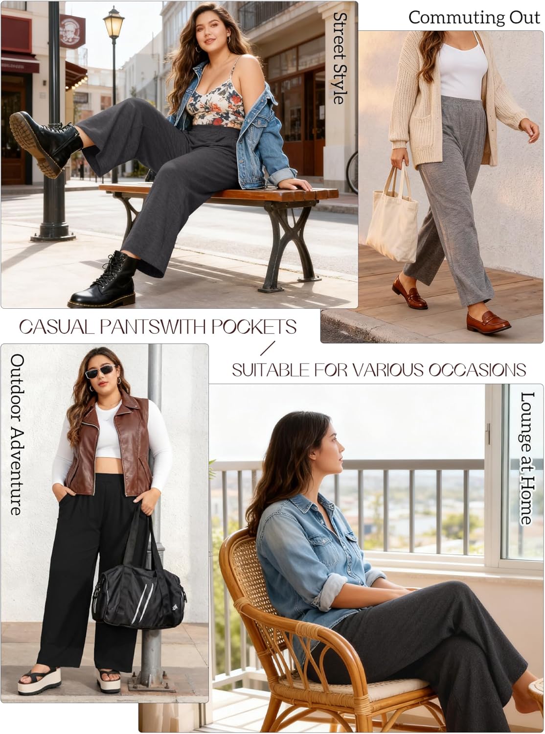 3 Pack Women's Plus Size Sweatpants, High Waist Wide Leg Pants, Loose Casual Pajama Pants, Yoga Pants with Pockets
