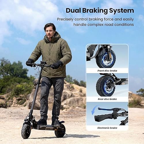 Miniatura 5 de Electric Scooter for Adults, 1000W Power, 28 MPH Top Speed, 28 Miles Long Range, Dual Suspension & Disc Brakes, 10” All Terrain Tires, Foldable