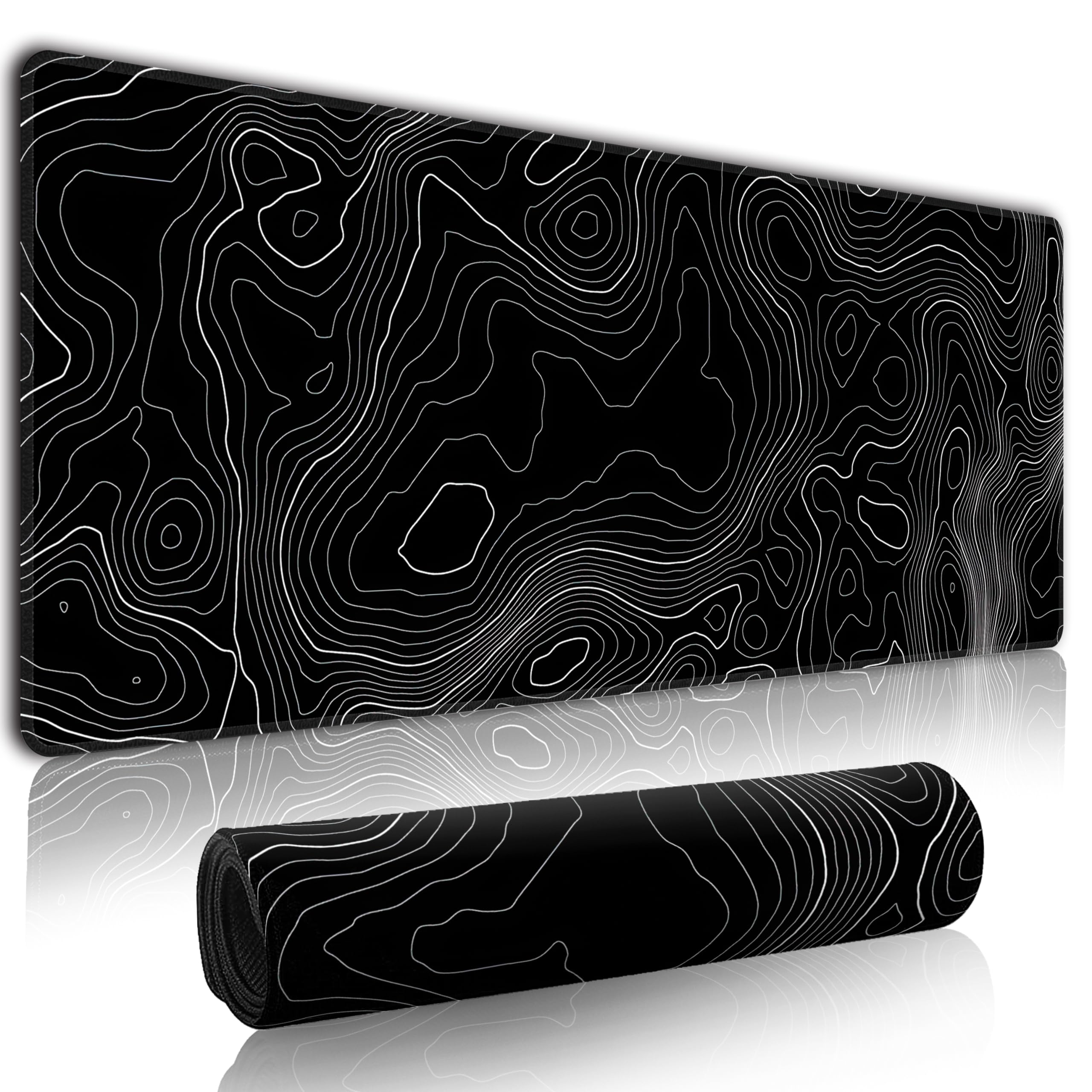 Topographic Contour Large Mouse Mat Gaming,Mouse Mat Large Mouse Pad Gaming, 31.5x11.8in Keyboard Mousemat Desk Mat with 3mm Non-Slip Base,Mousepad for Gaming Office Work