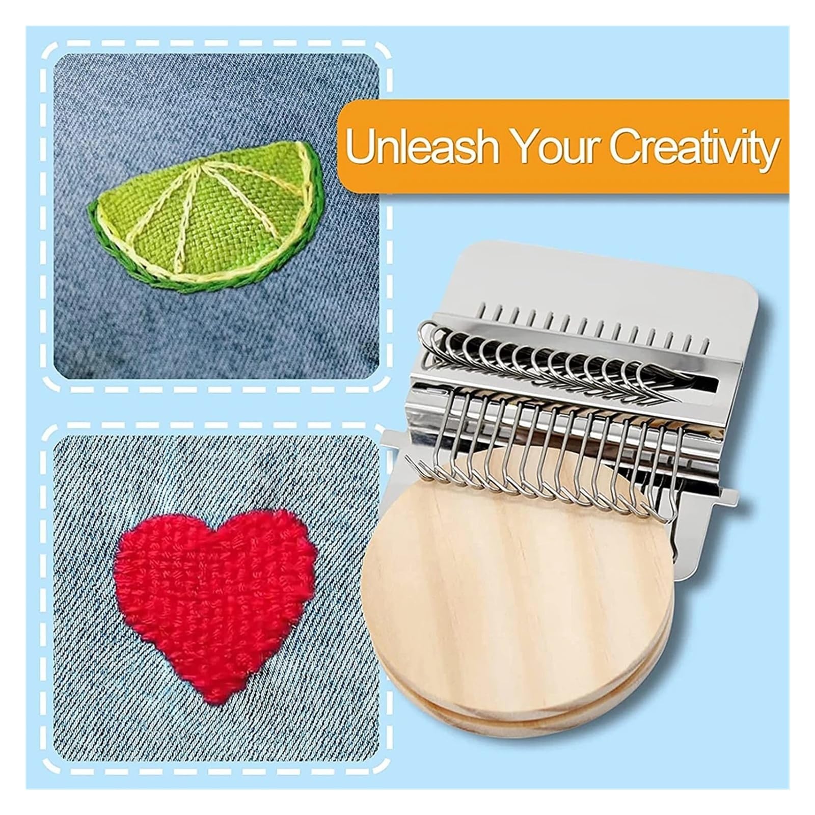 Wooden Darning Loom Kit 14 haczyków + 9 igieł, do mini Weaving Tool for Mending Jeans Socks Clothes, DIY Textile Repair Accessory