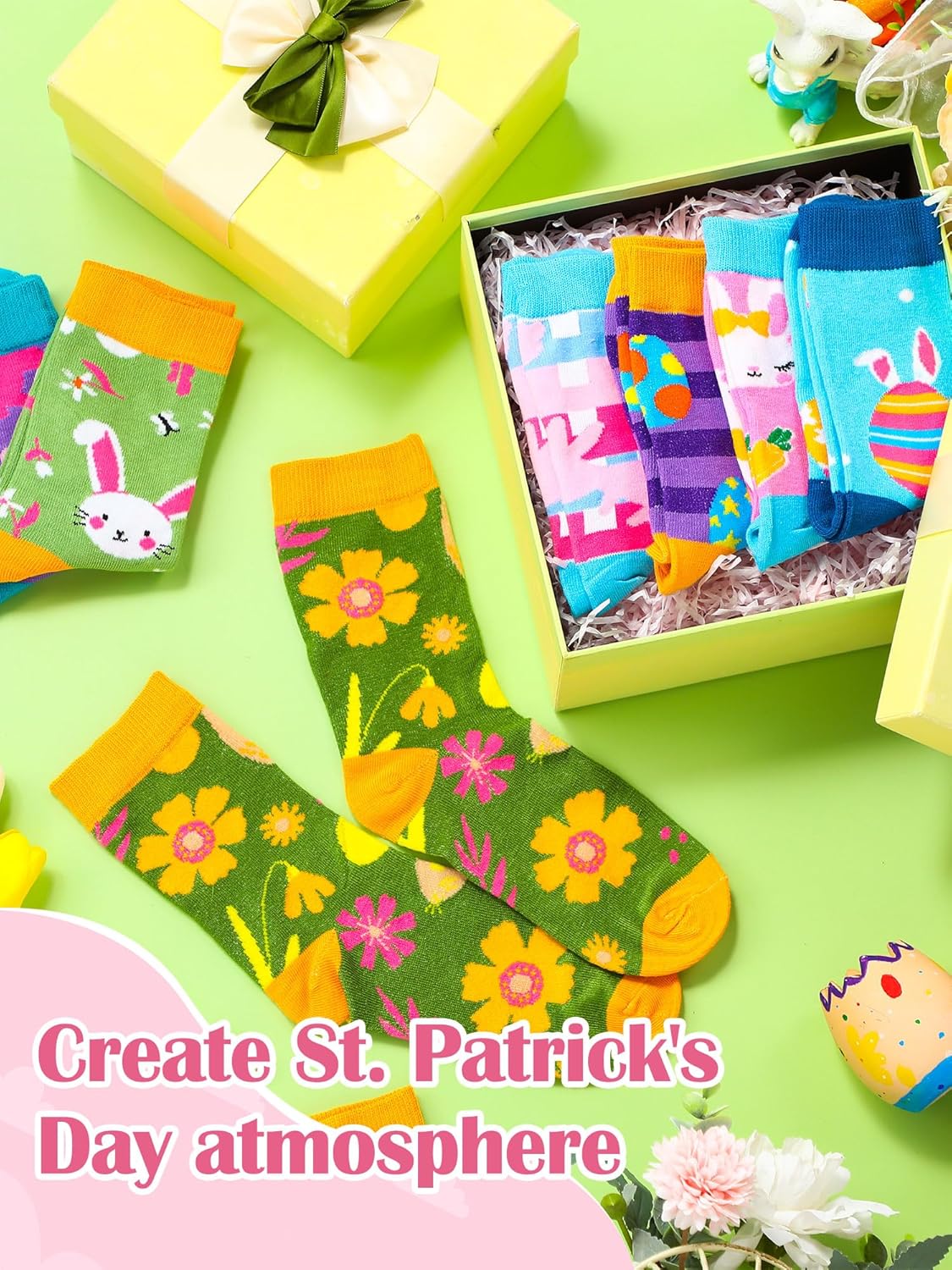 Geyoga 16 Pairs Easter Socks Bulk for Women Rabbit Print Crew Socks Macaron Color Socks Funny Unisex Novelty Socks Easter Socks for Women Easter Gift - Image 6