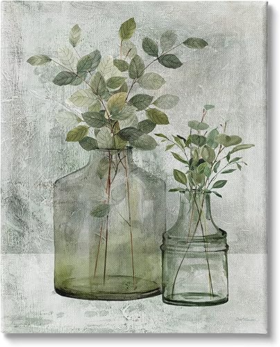 Stupell Industries Botánico Bunches Country Jarrón Pintura en maceta, diseñada por Carol Robinson, lienzo para pared, 24 x 30 pulgadas, blanco roto