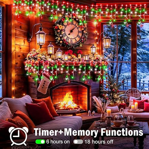 Miniatura 61 de Luces de Navidad de 132 pies para decoración al aire libre, 1280 LED 8 modos de luces de hadas con 240 gotas, temporizador impermeable con función