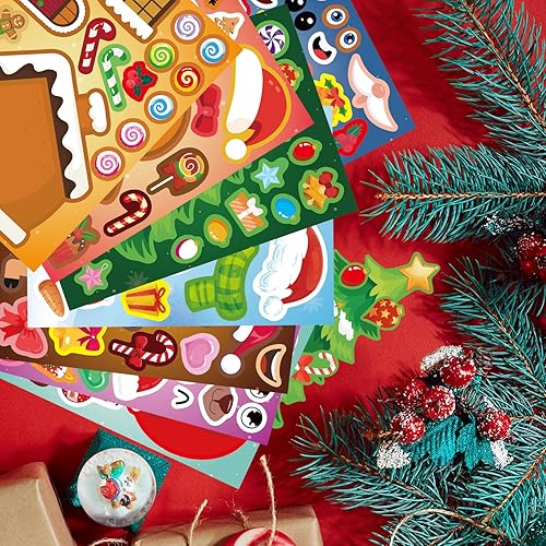 Miniatura 6 de Calcomanías de cara de Navidad para niños y adultos, lindas calcomanías de fiesta de Feliz Navidad, a granel para calabazas y botellas de agua,