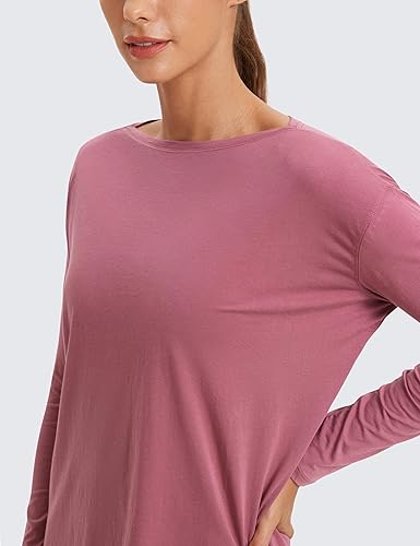 Miniatura 8 de CRZ YOGA - Camisetas deportivas de manga larga para mujer camisetas informales para otoño de corte holgado y de algodón Pima camisetas para yoga