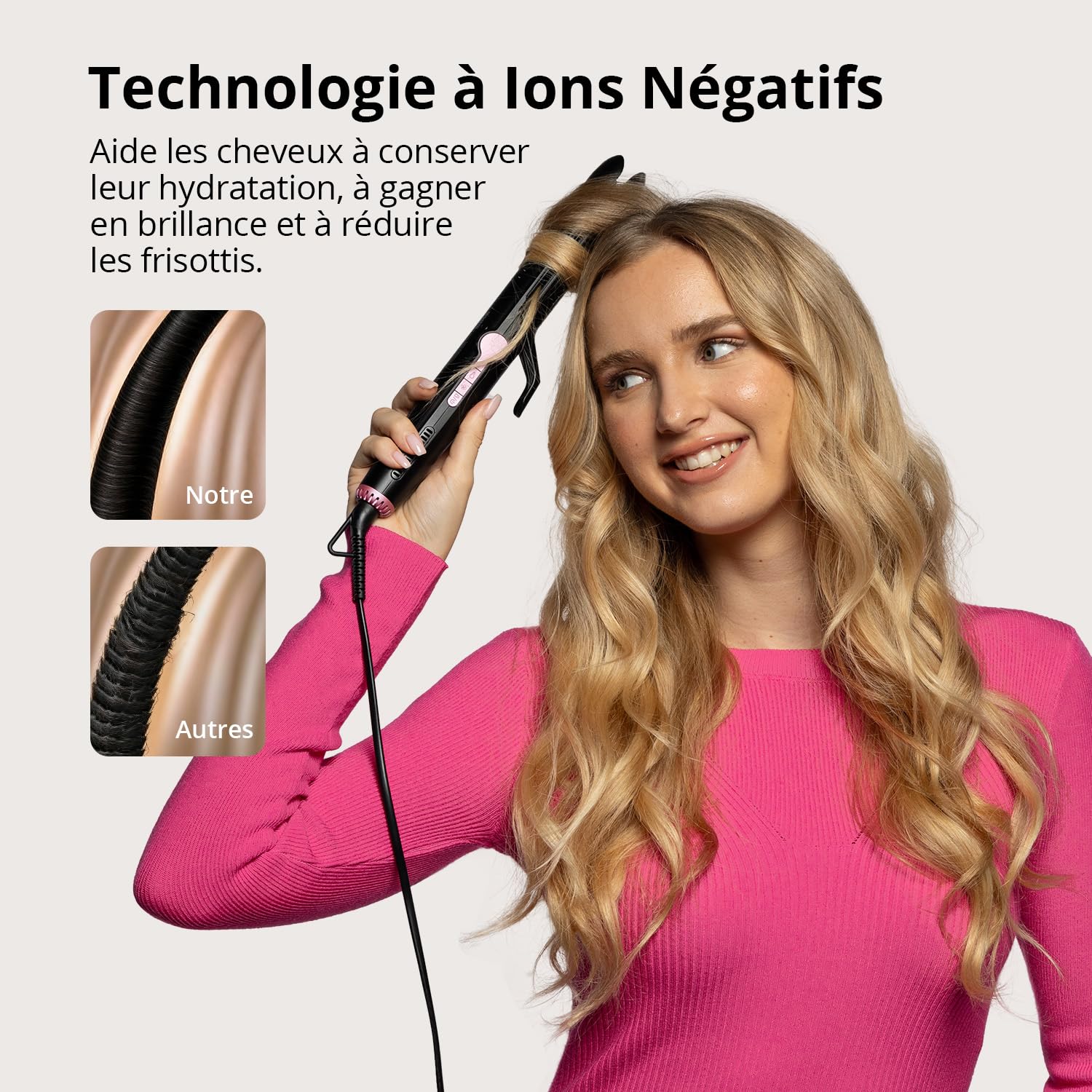 CrazyMar Lisseur à Air Froid et Boucleur Ionique 2-en-1, 9 Températures (110°C-230°C) pour Cheveux Bouclés/Lisses, Appareil de Coiffure Maison et Voyage (Noir)