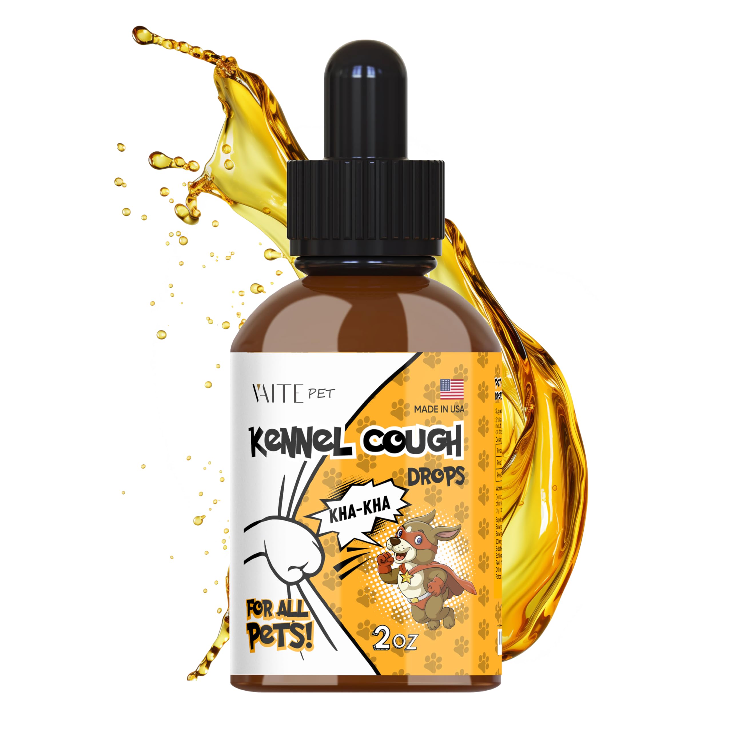 VAITE Pet Cough and Throat Soother Drops – Support for Cat and Dog Respiratory Comfort, 2oz – Gentle Formula for All Breeds and Sizes