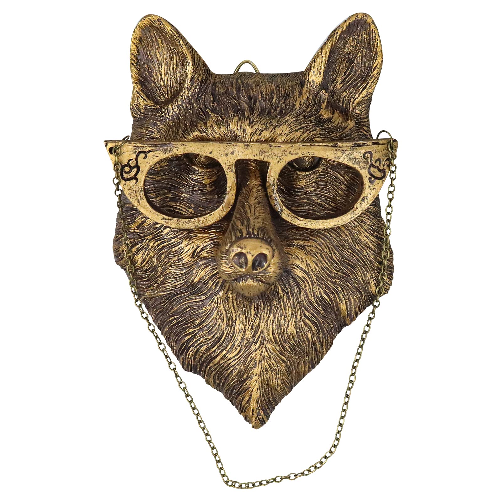 GALER 3D Fox Head Wall Art Mount Ornament, Animal Heads for Wall Art Hanging Sculptures, Small Metal Wall Resin Art Wall Decor Ornament Waterproof Bronzed Resin Decorations for Home (Fox)