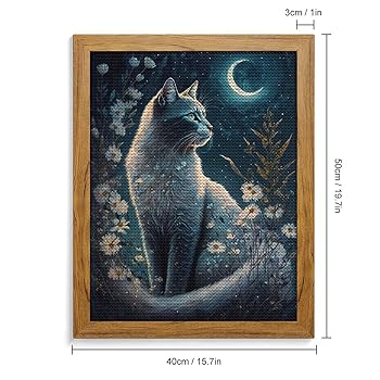 ダイヤモンドペインティングキット 猫と花の風景 90㎝×65cm DAC Amazon | ダイヤモンドアート 猫と月の夜 ダイヤモンド刺繍 全面