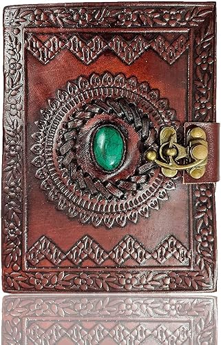 TABLEQUA Diario de cuero con bloqueo en C, bloc de notas retro vintage hecho a mano, diario de viaje sin forro y diario de escritura de bocetos para