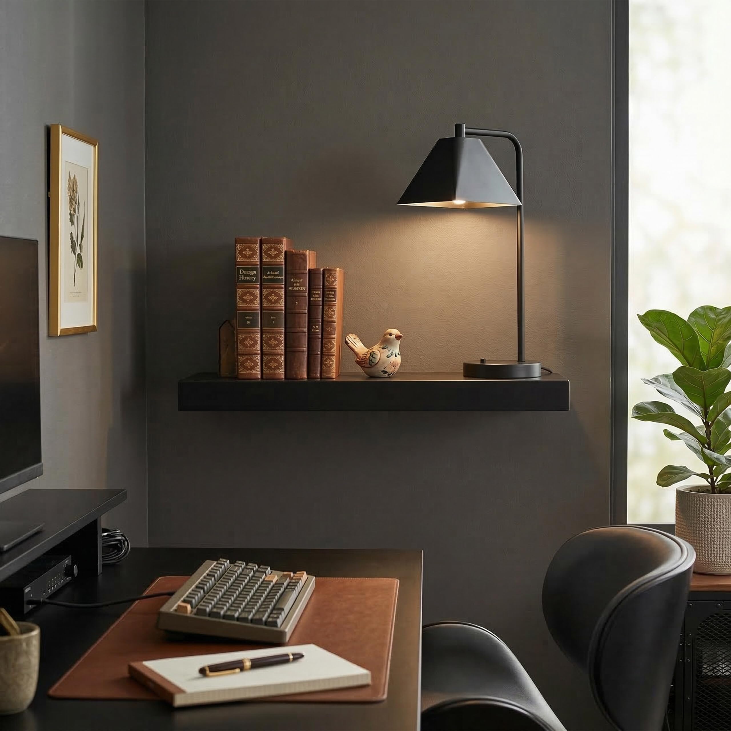 Relaxdays Estantería de Pared Set de 3, Efecto Madera, Metal, 4 x 50 x 23 cm, Negro