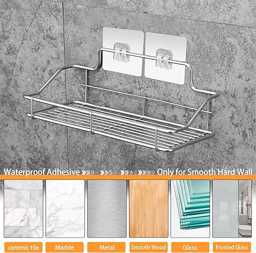 Miniatura 6 de YeeBeny Organizador de ducha de esquina con ganchos adhesivos para cesta de ducha, estante de baño, compatible con KINCMAX, SMARTAKE, JOMARTO,