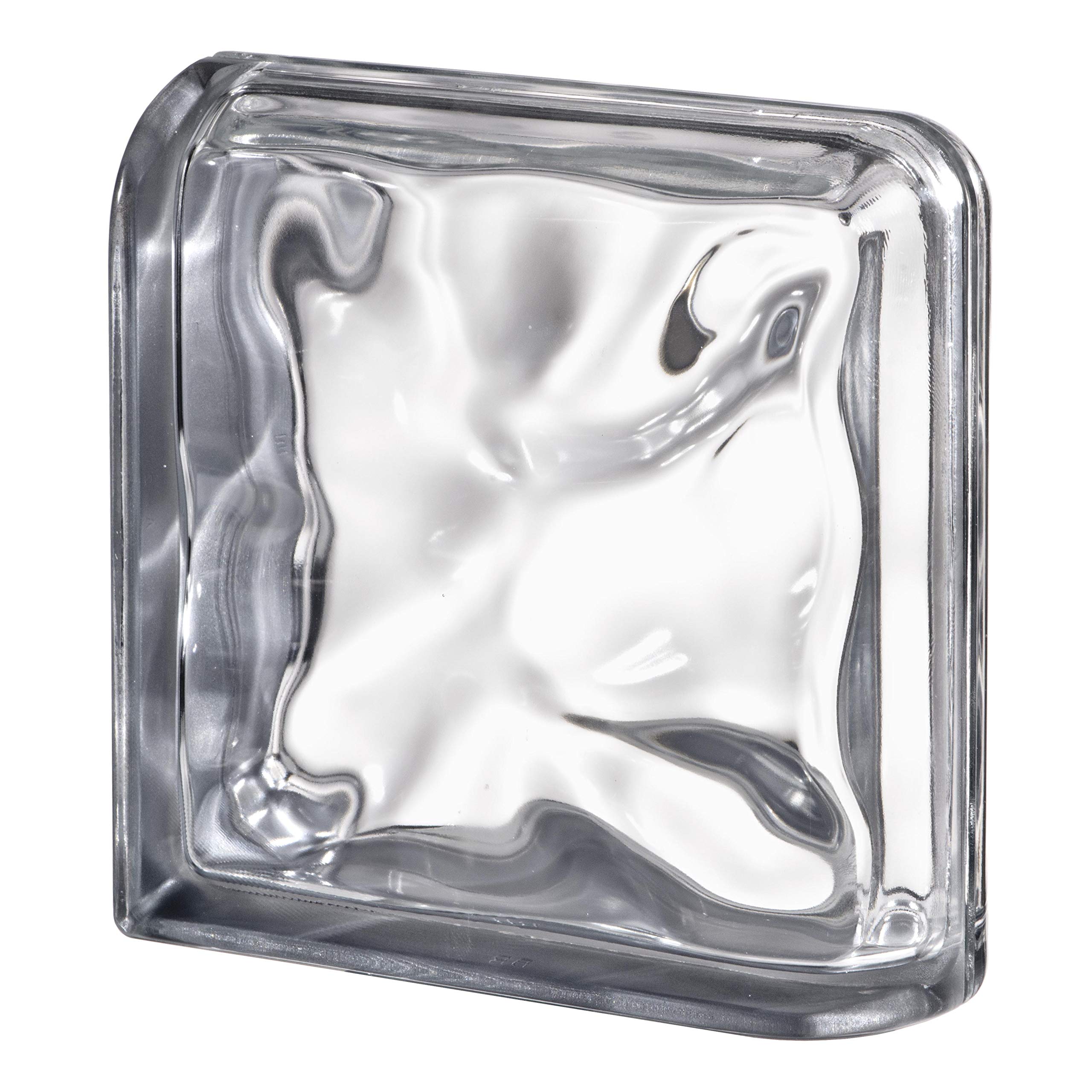 Terminal Curvo Agua Reflejos Antracita para paredes de bloques de vidrio | cm 19x19x8 | Unidad de venta 1 pieza