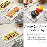 Vista 4 de Uiifan 30 bandejas de plástico para servir a granel, borde de oro blanco, elegante, rectangular, desechable, mesa de postre de plástico, bandejas